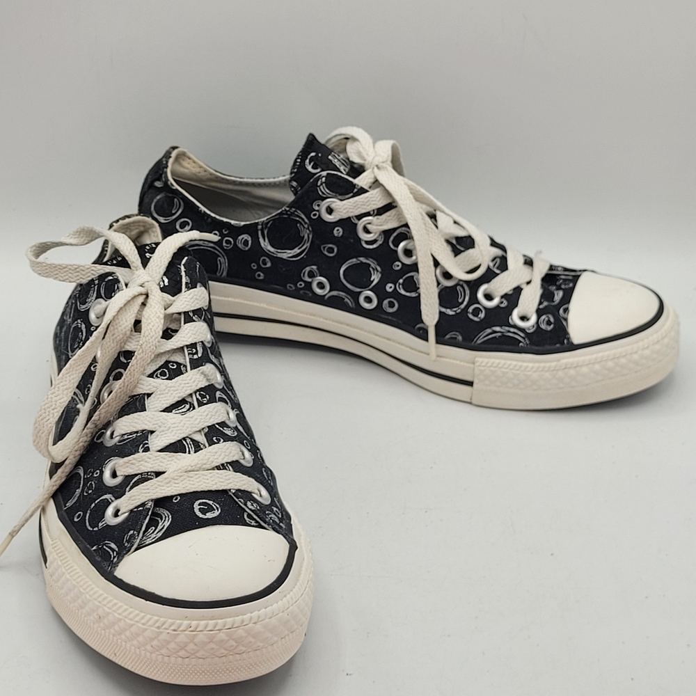 Converse Black With Silver Bubbles Skater Sneakers Size 8 - Picture 11 of 16